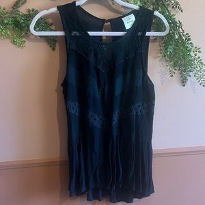 Knox Rose Black Sleeveless Blouse with Lace
